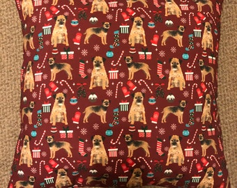 Border Terrier Christmas Cushion Cover