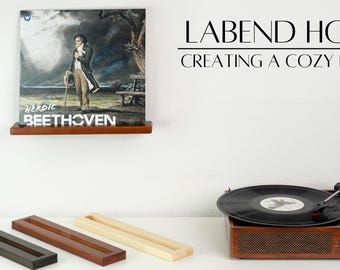 LABEND HOME Pine Wood Vinyl Record Shelves, Album Display Racks, LP Storage, Set of 8