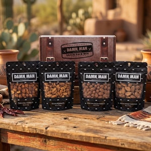 4 Pack Spicy Nuts Snack Box - Hot Honey Heatwave Chili Flavored Mixed Peanuts Almonds
