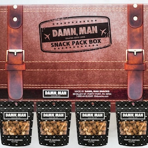 Birthday Gift Damn, Man Memphis BBQ Almonds 4 Oz. Bags - Snack Pack Box - Gourmet Gift Basket - Flavored Nuts - Gift for Dad - Made in PA