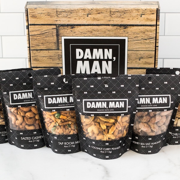 Damn, Man Flavored Nuts - Snack Box for Men - Vegan Food - Nut Gift Basket - Gourmet Snacks - Corporate Gifts
