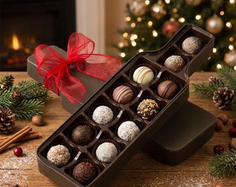 Chocolate Truffles, 12-Piece Assortment in a Wine Bottle Box