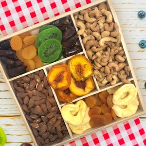 Sweet and Salty Dried Fruit & Nut Tray - 7 Healthy Vegan Snacks - Housewarming Gift - Party Food and More - Reusable