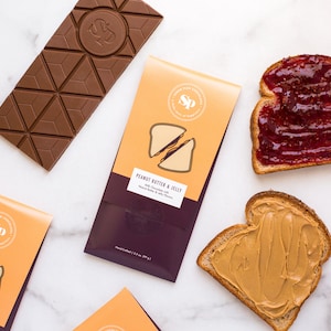 Unique Peanut Butter and Jelly Chocolate Bars – Gourmet Chocolate Gift - Anytime, Any Occasion Gifting - Handcrafted Small Batch in USA