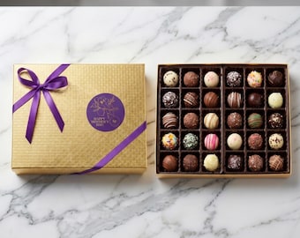 30 Pack Chocolate Truffles - Gold Box of Assorted Chocolates - Mothers Day Truffle Gift