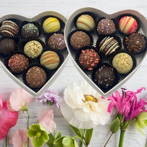 18 Mothers Day Chocolate Truffle Gift Box Set - 2 Tie Dye Small Boxes With Bow - Premium Mini Chocolates - Truffles for Mom