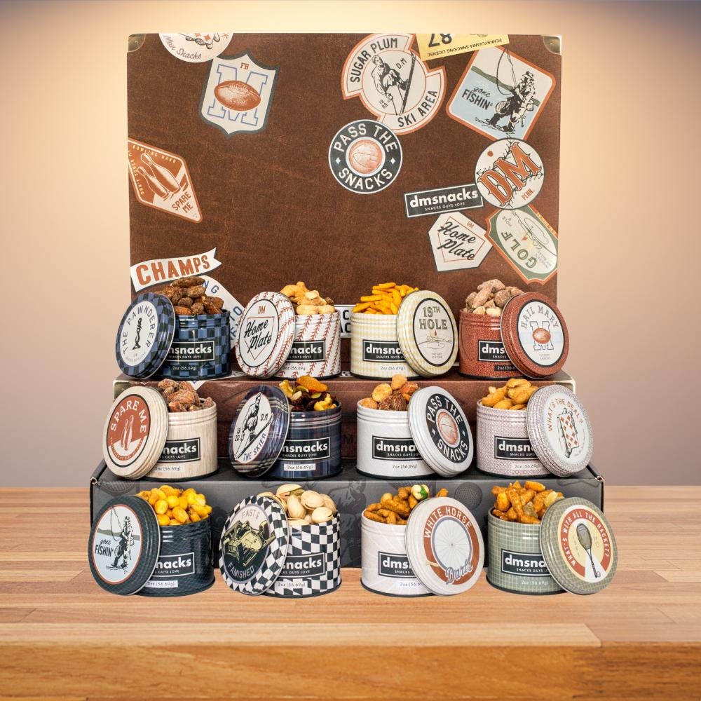 Retro Bar Cart Sports Snacks - Briefcase Holiday Gift Box - Gourmet ...