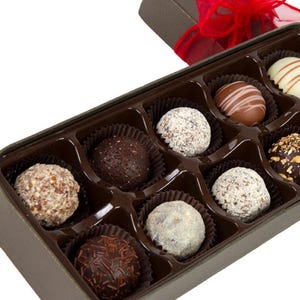 Closeup of assorted chocolate truffles