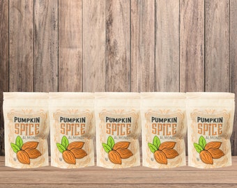 5 Bags Pumpkin Spice Almonds - Kettle-Cooked - Vegan Snack - Flavored Gourmet Nuts - OU Pareve Kosher