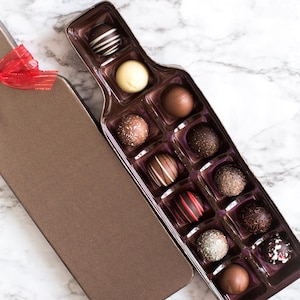 Wine Bottle Gift Box Truffle Gourmet Chocolate