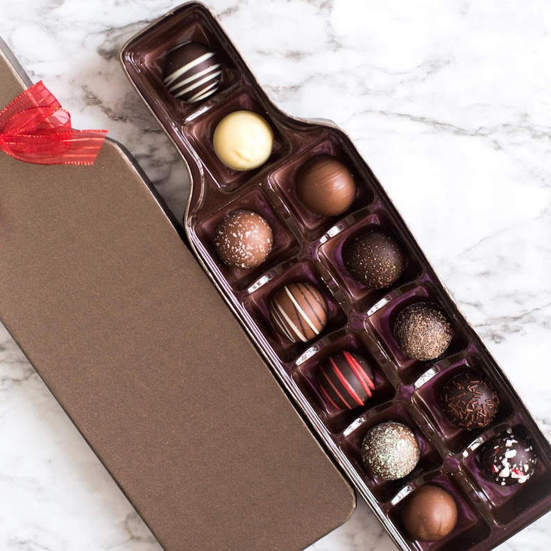 Wine Bottle Gift Box Truffle Gourmet Chocolate