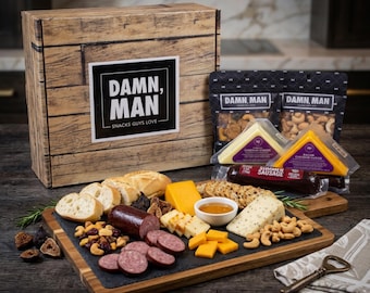 Damn Man Delicatessen Box – Fathers Day Gift for Him - 7 Piece Snack Selection - Fathers Day Gifts for Him