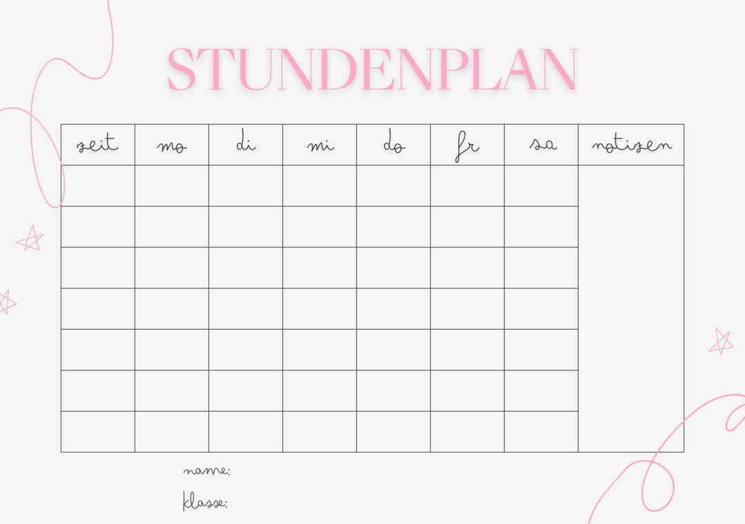 Modern Timetable - Etsy