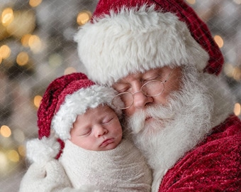 Santa & Baby Digital Christmas Backdrop: Newborn Photography Prop (PNG)