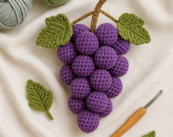 Crochet Grapes Keychain Pattern: Amigurumi Fruit Tutorial (PDF Pattern)