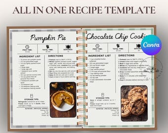 Canva Template - Recipe Page for Cookbook Creators - Farmhouse Style