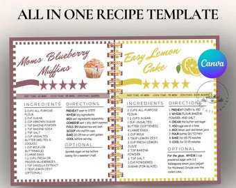 Canva Template - Recipe Page for Cookbook Creators - Vintage Style