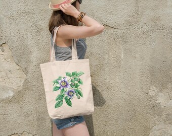 Floral Tote Bag | Wildflower Shopping Bag | Flower Beach Bag | Botanical Tote Bag | Nature Jute Bag | Gift for Gardener