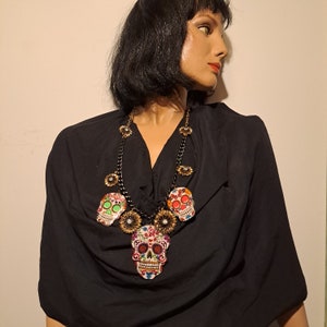 Sugar Skull; statement necklace. A beautiful piece to wear any time of the year, hot just this season.