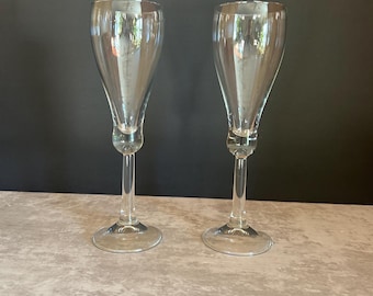 Vintage Mouth-Blown Champagne Flutes – Set of 2
