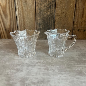 Vintage Mikasa Studio Nova Country Flair Crystal Sugar Creamer Set, Sawtooth Edge
