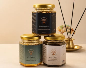 Trio de miel cru infusé | Arômes d'ail, d'épices et d'agrumes | Ensemble de miel canadien en petite quantité