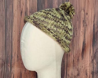 Handgemaakte schedelmuts van alpacamix – zachte wollen muts – uniseks schedelmuts met rolrand – pet met pompon