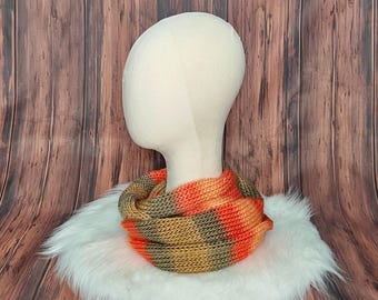 Handgemaakte oneindigheidssjaal van merinowol - Kies je kleur: zonsondergang, stormachtige lucht, ijs of herfstbladeren - Warme wintermuts
