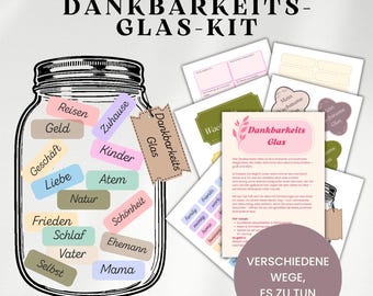 Gratitude Jar-set | 80+ pagina's, mindfulnesscadeau (digitale download)