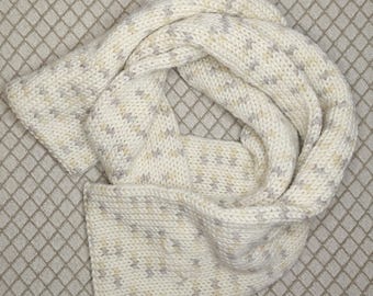 Handgemaakte lange crèmekleurige sjaal van alpacawolmix: gebreide wintersjaal | Klassiek | Crème | Lichtbeige