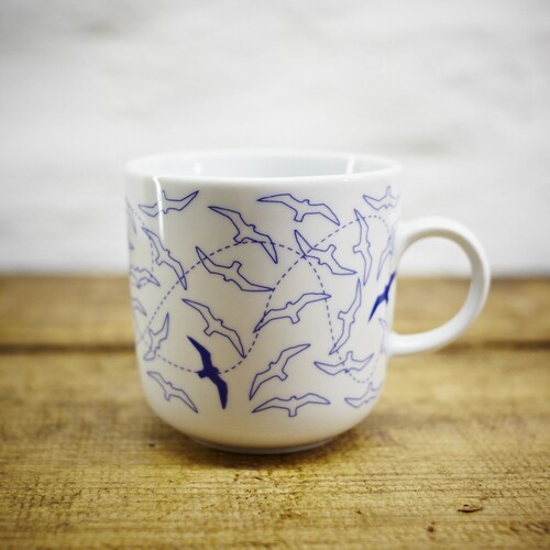 SEAGULL Porcelain Coffee Mug Tea Cup by Ahoi Marie Nautical Etsy