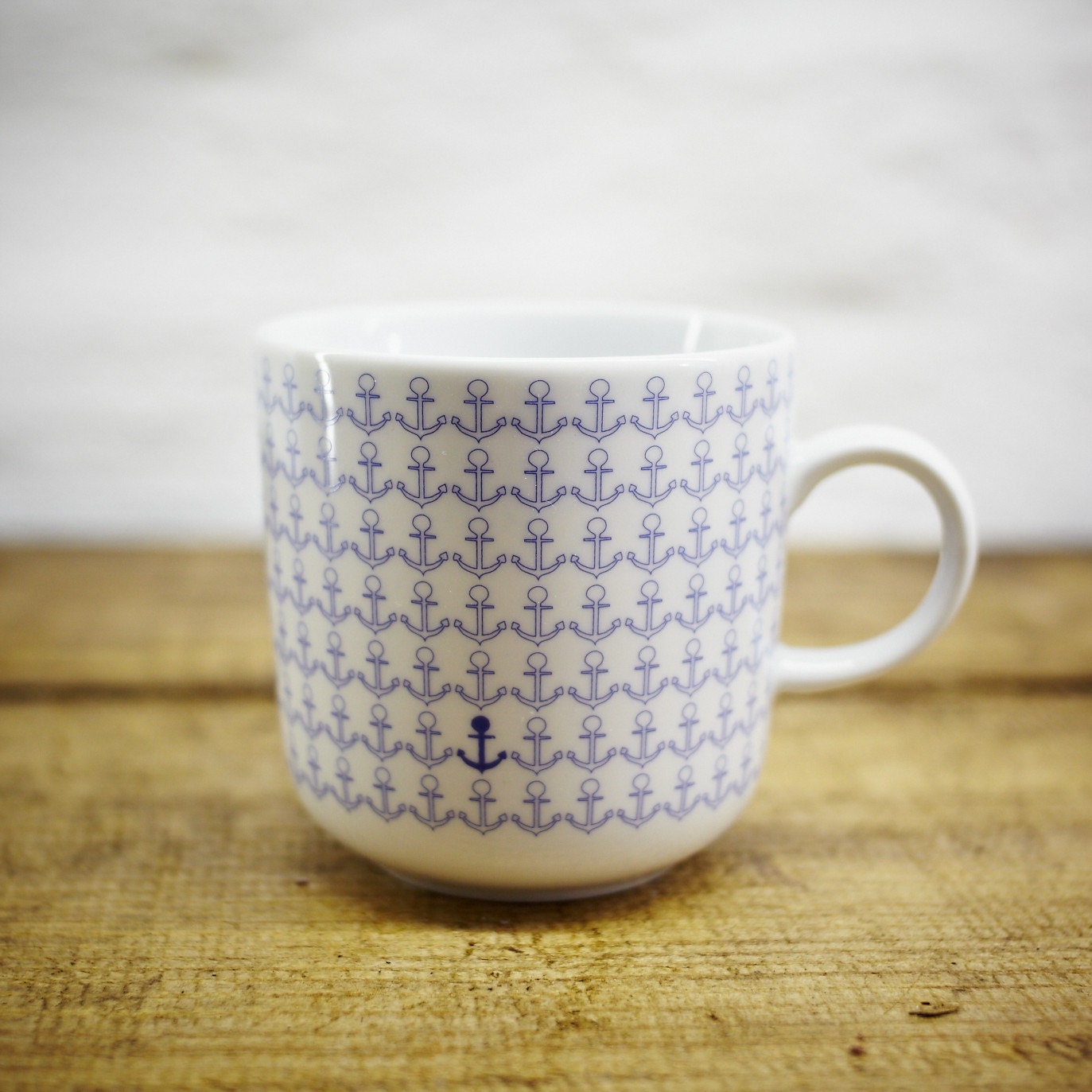 Ancre de Bateau Tasse Café en Porcelaine, Thé Style Maritime Ahoi Marie - Coupe-Nautique Bleu et Bla