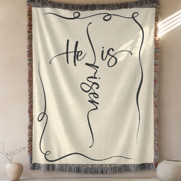 He Is Risen Christian Woven Blanket, Scripture Prayer Throw,  Faith Gift for Mom Grandma,  Blanket Scripture Gift, Religious Home Decor