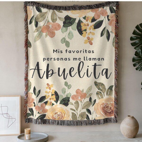 Personalized Abuelita Floral Blanket, Custom Abuela Throw, Mexican Grandma Great Grandma Gift, Dia de Las Madres, Spanish Mothers Day