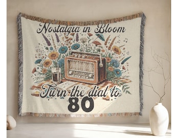 Customizable Woven Blanket, 80th Birthday, Grandparent Gift, Personalized Throw, Milestone Birthday Gifts, Large Wall Tapestry, Sofa Blanket