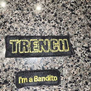 TRENCH & I’m a Bandito Embroidered Patch Set – Twenty One Pilots Inspired Iron-On Patches, Yellow and Black Band Aesthetic