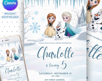 Frozen 3rd Birthday Invitation, Frozen Invitation, Princess Elsa Anna Party Invitation
