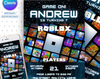 Roblox Birthday Party Invitation, Editable Canva Template, Printable Video Games Party Invite, Birthday Boy Evite, Instant Download