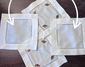 Servilletas de cóctel de lino personalizadas con temática de fútbol