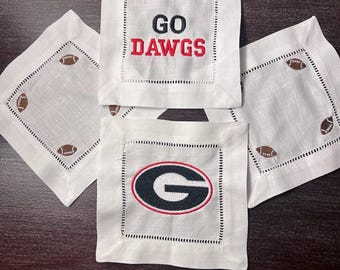 Servilletas de lino para cóctel con el logo de los Georgia Bulldogs Football