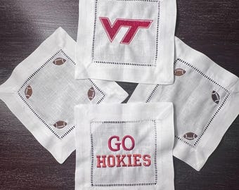 Servilletas de lino para cóctel de fútbol de Virginia Tech