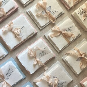 Carte bordo Deckled - Carta Allegria, Carta fatta a mano, Cancelleria, Corona, Biglietto di ringraziamento, Set di carte, 6 carte piegate, Carta 3.5x5 con busta immagine 3