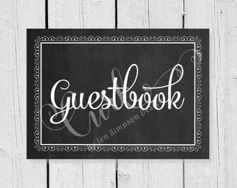 Chalkboard Guest Book Printable Sign, 5x7 Printable Wedding Signage, Party Sign