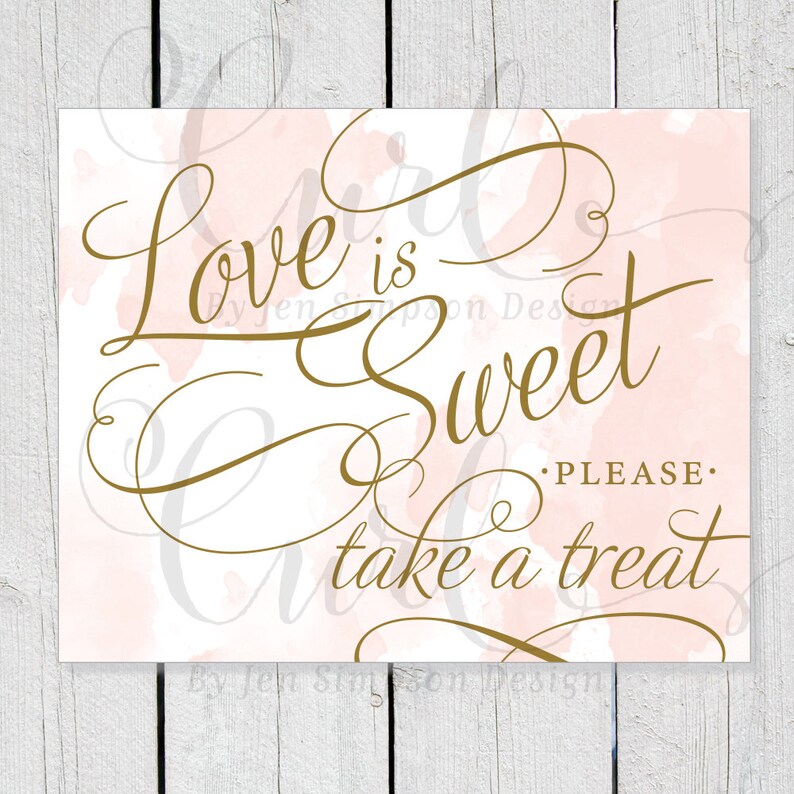 Love is Sweet Printable, Watercolor Sign, Dessert Bar Signage, Kraft Rustic Signage, Candy Bar ...