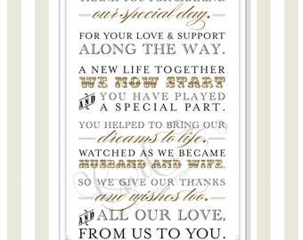 Signe de remerciement 11 x 17, signalisation de mariage imprimable, signe de fête, à nos invités, or et noir
