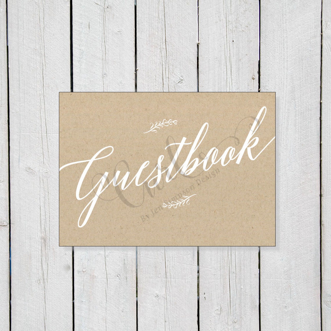 Rustic Guest Book Printable Sign 5x7 White Calligraphy on - Etsy