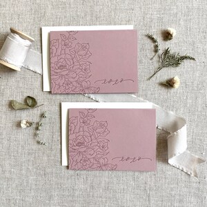Cartes Letterpress - Cartes florales, cartes de notes XOXO, cartes de remerciement, cadeau pour elle, lettre tonale, carte 3.5x5 avec enveloppe