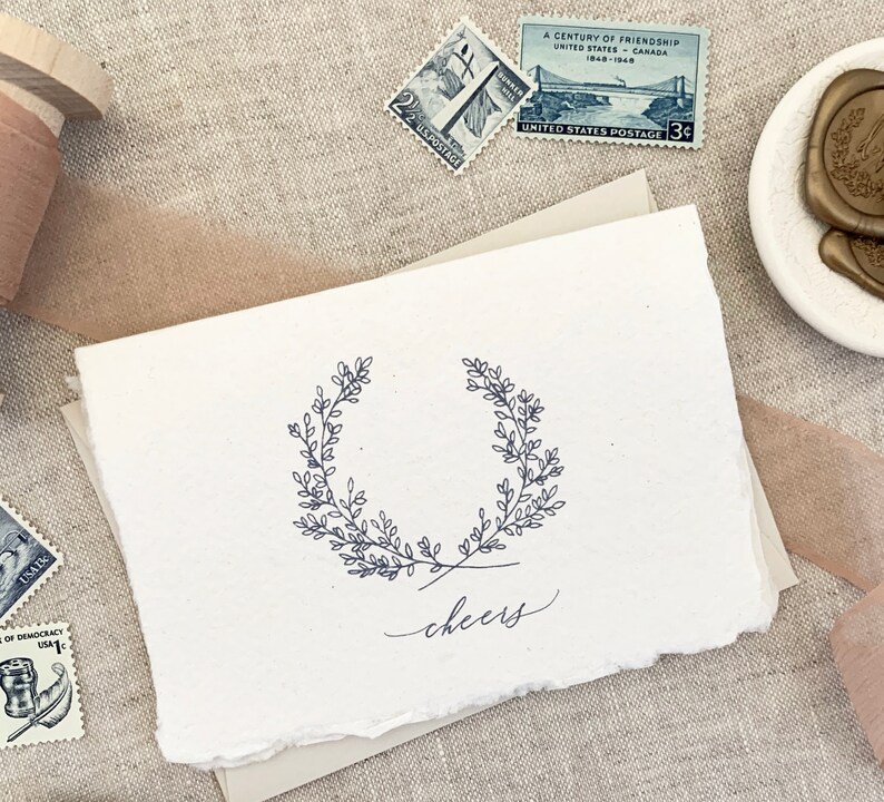 Carte bordo Deckled - Carta Allegria, Carta fatta a mano, Cancelleria, Corona, Biglietto di ringraziamento, Set di carte, 6 carte piegate, Carta 3.5x5 con busta immagine 2