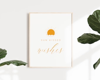 Sun Kissed Wishes Print, Sun Illustration, Beach, Ocean Vibes, Kids Wall Art, Wall Decor, Inspirational Print, Digital Art