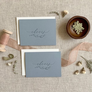 Cartes Letterpress - Cheers Cards, Branch design, éthéré, Carte de remerciement, Cadeau de Noël, Lettre Tonale, Carte 3.5x5 avec enveloppe